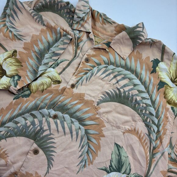 Tommy Bahama Men's XXL Silk Peach Tropical Short Sleeve Button Down Shirt - Picture 2 of 7